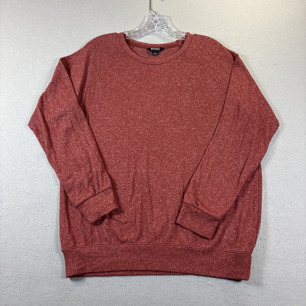 Buffalo David Bitton Crewneck Heathered Burgundy Sweater Mens Medium